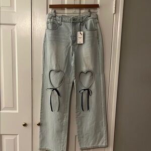 Forever 21 Light Blue Heart Cutout Jeans
